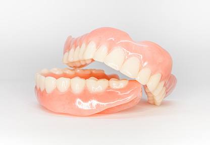 Full dentures on a table